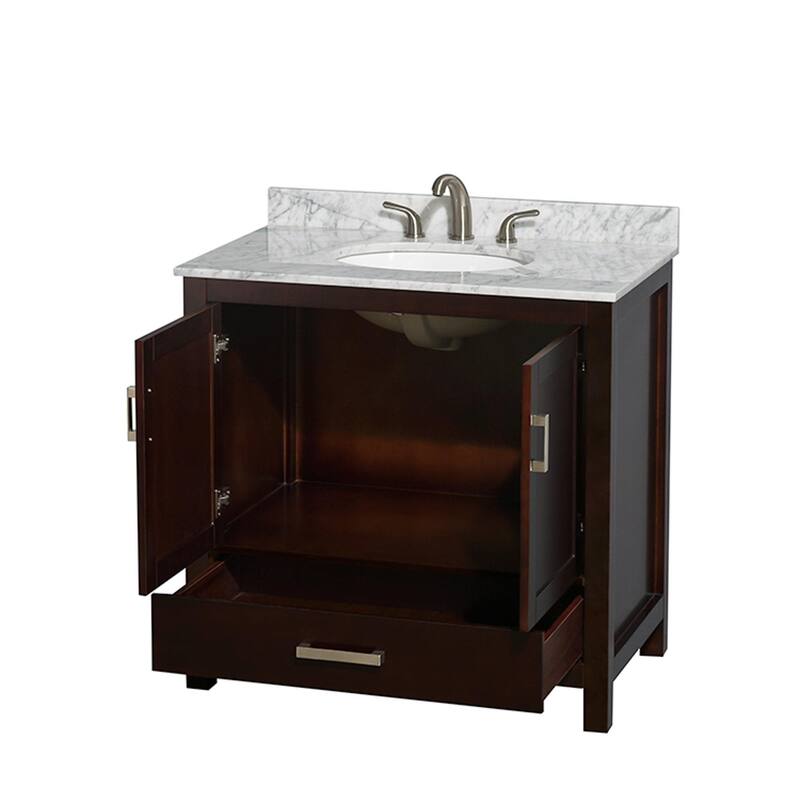 Wyndham Collection Sheffield 36" Freestanding Vanity Set with Hardwood
