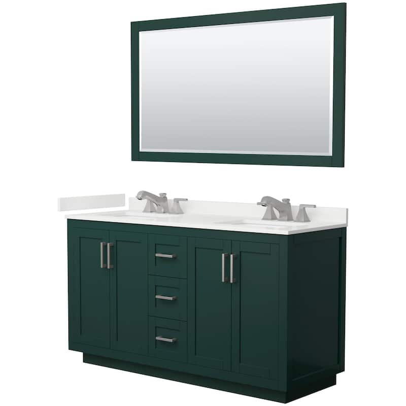 Wyndham Collection WCF292960D-QTZ-US3M58 Miranda 60" Free Standing - Green / White Quartz Top / Brushed Nickel Hardware