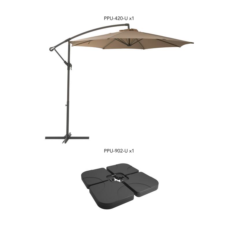 9.5ft Tilting Offset Patio Umbrella with Base Weights