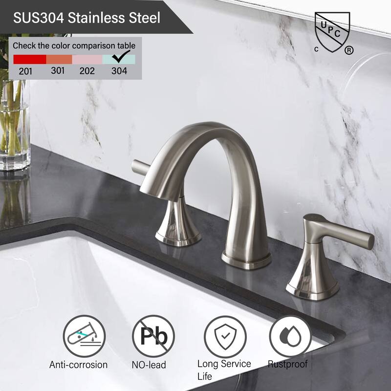 Widespread Bathroom Sink Faucets Two Handle 3 Hole Vanity Bath Faucet