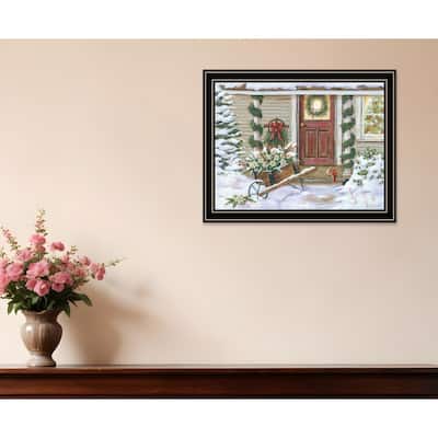 HomeRoots Decorated Holiday Porch Black Framed Wall Art
