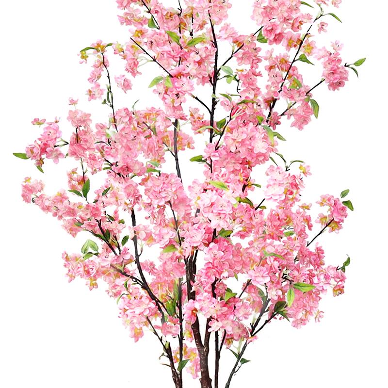 4.5ft Pink Artificial Cherry Blossom Flower Tree Plant in Black Pot - 54" H x 26" W x 26" DP