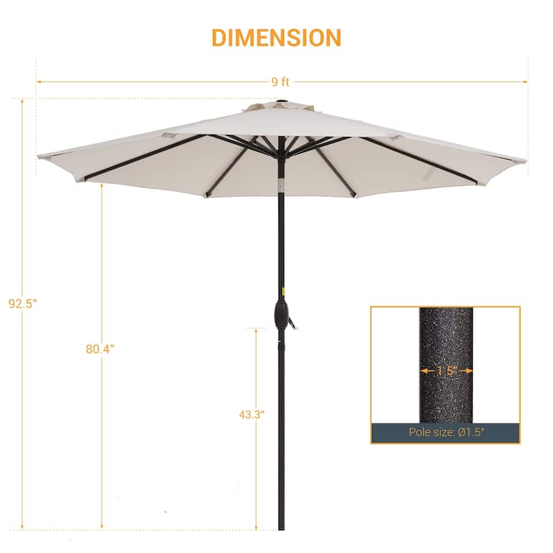 LIVOOSUN 9ft Patio Umbrella Outdoor Table Umbrella with Tilt and Crank