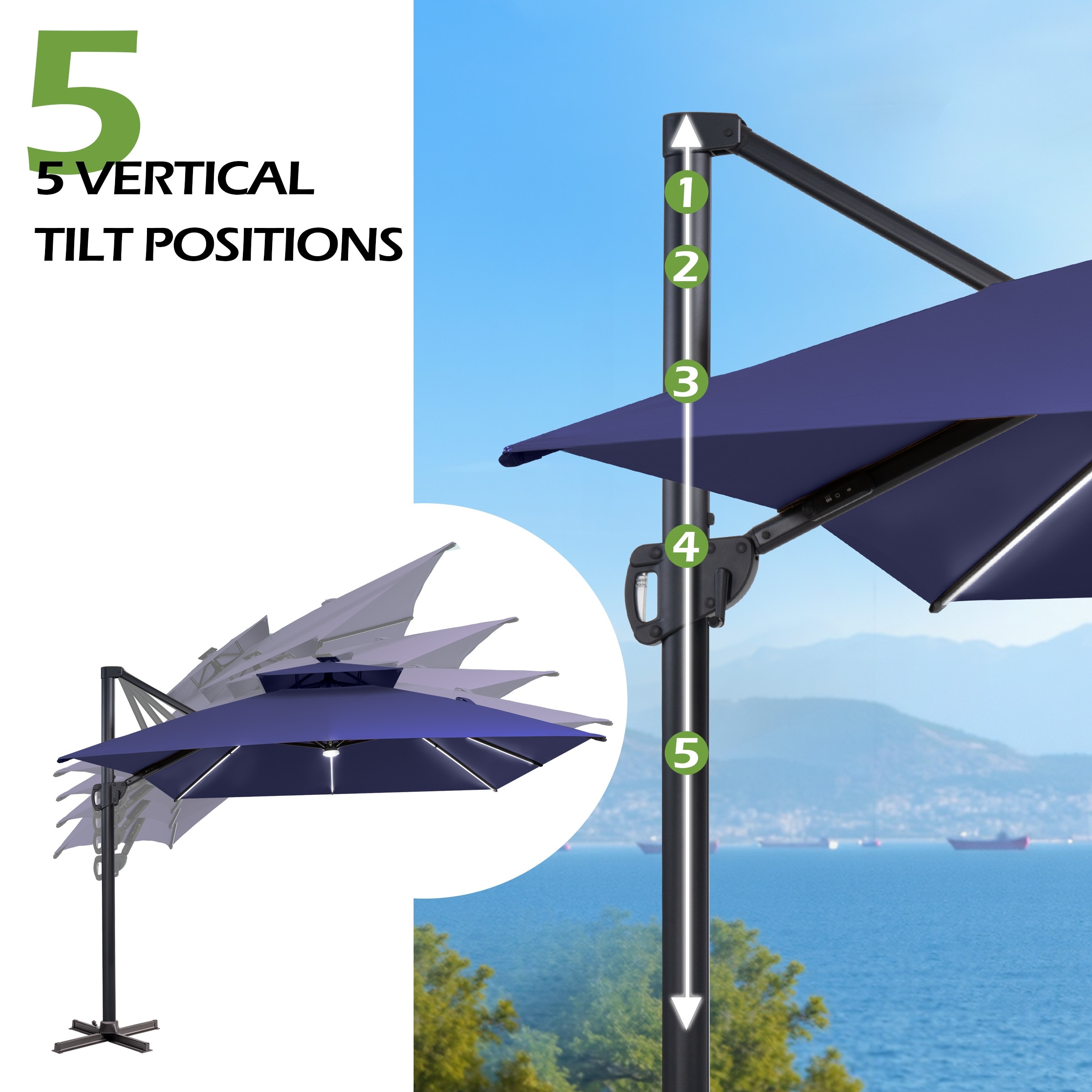 cloud mountain 10 ft cantilever patio umbrella cantilever 10' x 10' Montilla 110 The Outdoor Cantilever Umbrella transforms your patio into a cozy retreat CLOUDFLY 10 ft. x 10
