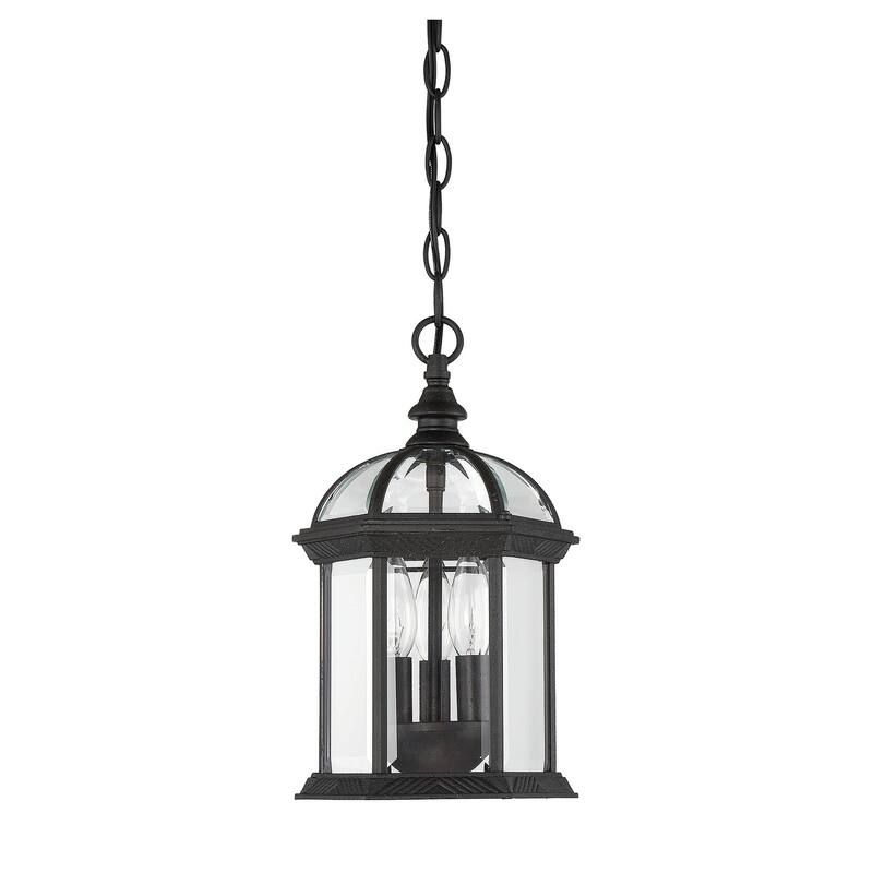 Kensington 3-Light Outdoor Hanging Lantern in Textured Black - Textured Black