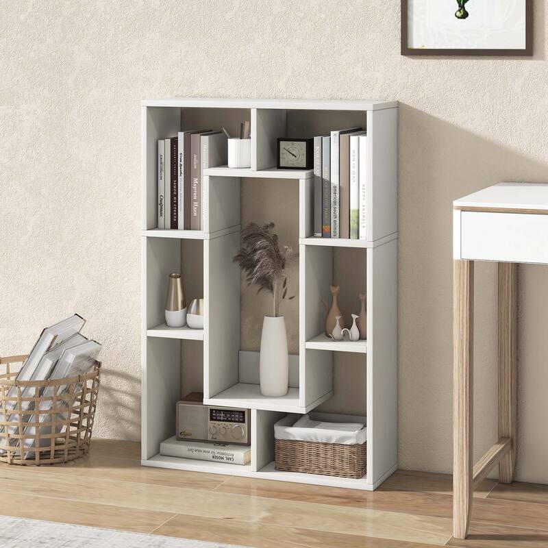 Costway 7-Cube Geometric Bookshelf with Anti-Toppling Device Modern - See Details