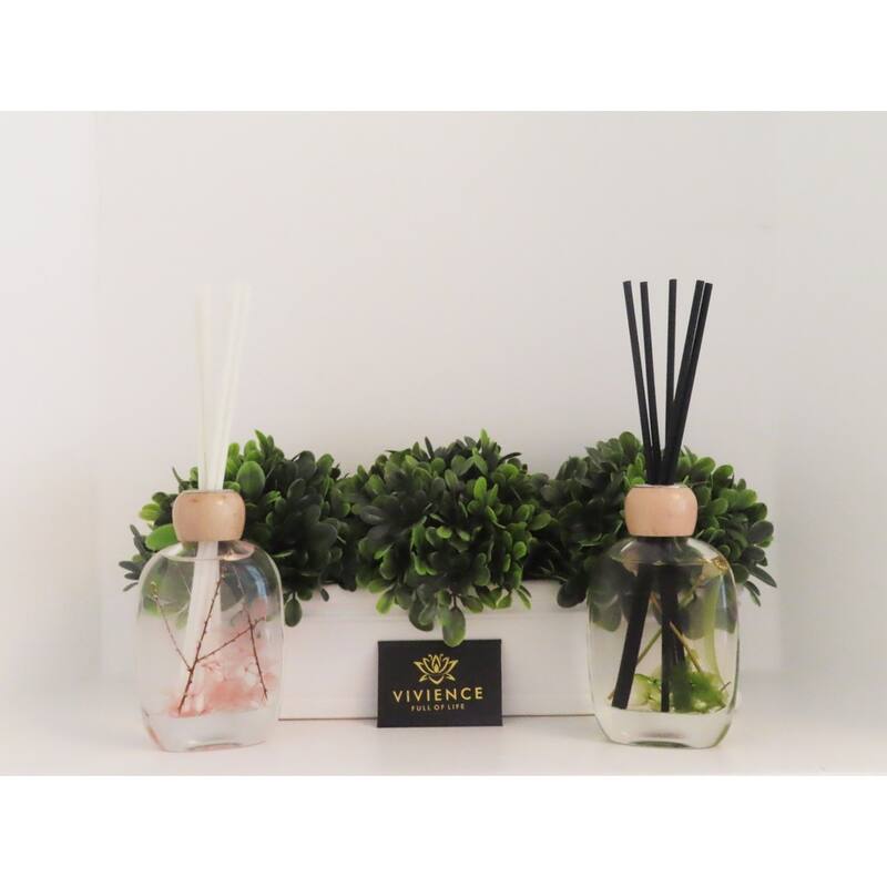 Reed Diffuser with Green Flowers, Lily of the Valley Scent