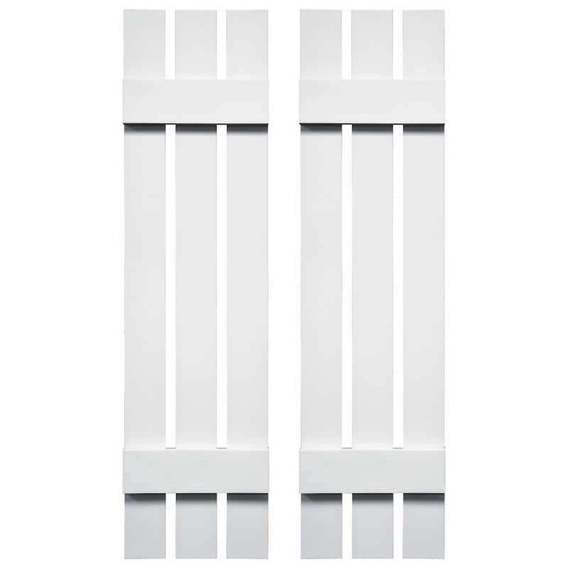 Builders Edge, Standard Three Board Spaced, Board-n-Batten Shutters, Includes Matching Installation Spikes (Per Pair) - 12"W x 51"H - 001 - White