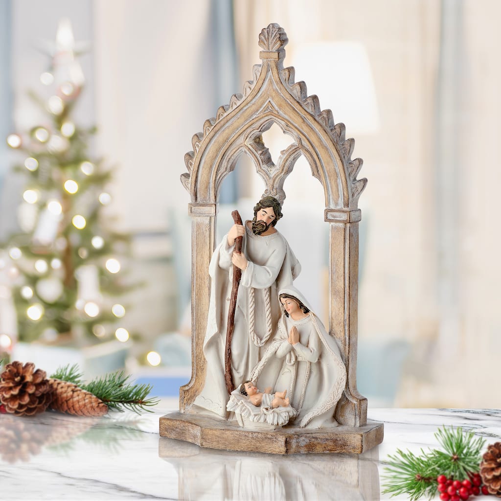 9"Resin Holy Family With Arch
