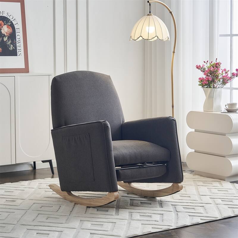 Teddy Fabric Nursery Rocking Chair With Adjustable Footrest