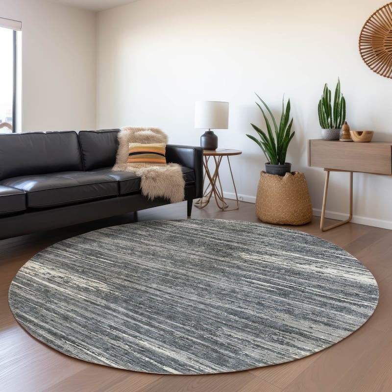 Premium Washable Super Soft Ombre Stripes Mayfield Rug - Gray - 8' x 8'