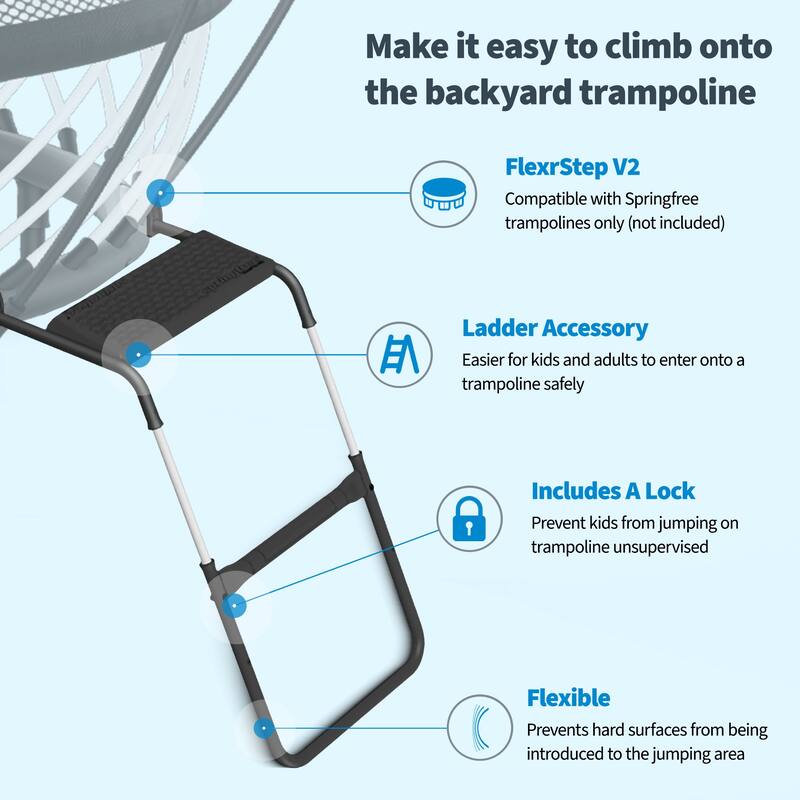 Springfree Trampoline Kids Square 11 Ft Trampoline & FlexrStep V2 Safety Ladder - 260.75