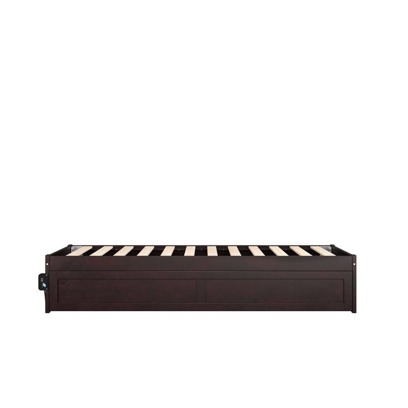 Twin Bed with Trundle - Rustic Romance Espresso Finish - HomeStock Bedroom Furniture