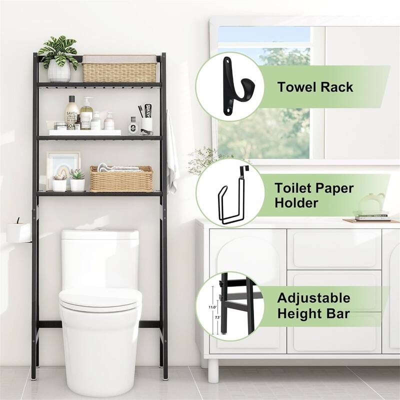 Over The Toilet Storage - 11.02"D x 25.59"W x 61.42"H