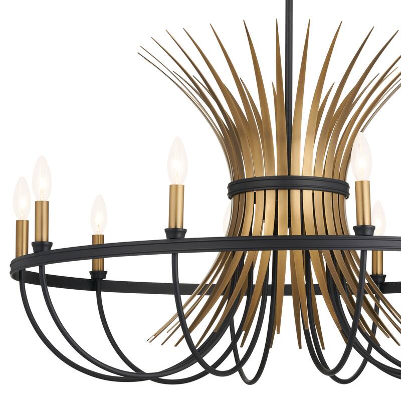 Kichler Lighting Baile 37 inch 10-Light Chandelier Natural Brass and Black