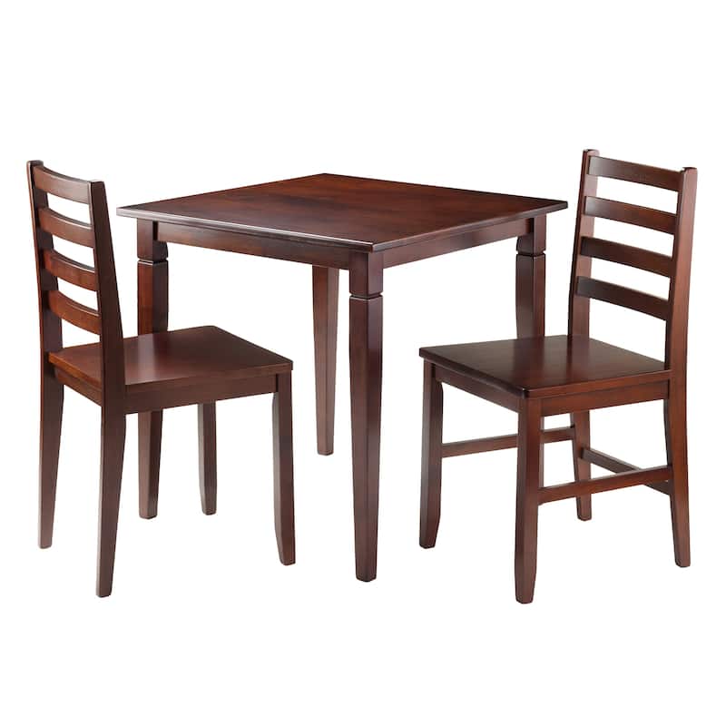 3-Pc Dinning Table with Ladder-back Chairs, Walnut