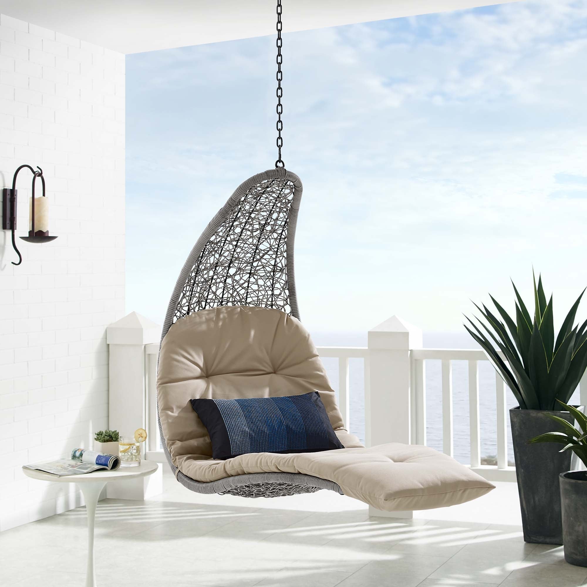 Landscape Outdoor Patio Hanging Chaise Lounge Swing Chair
