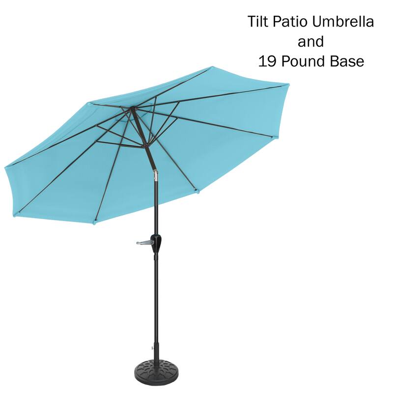 Pure Garden 10-Foot Outdoor Tilting Patio Umbrella with Base