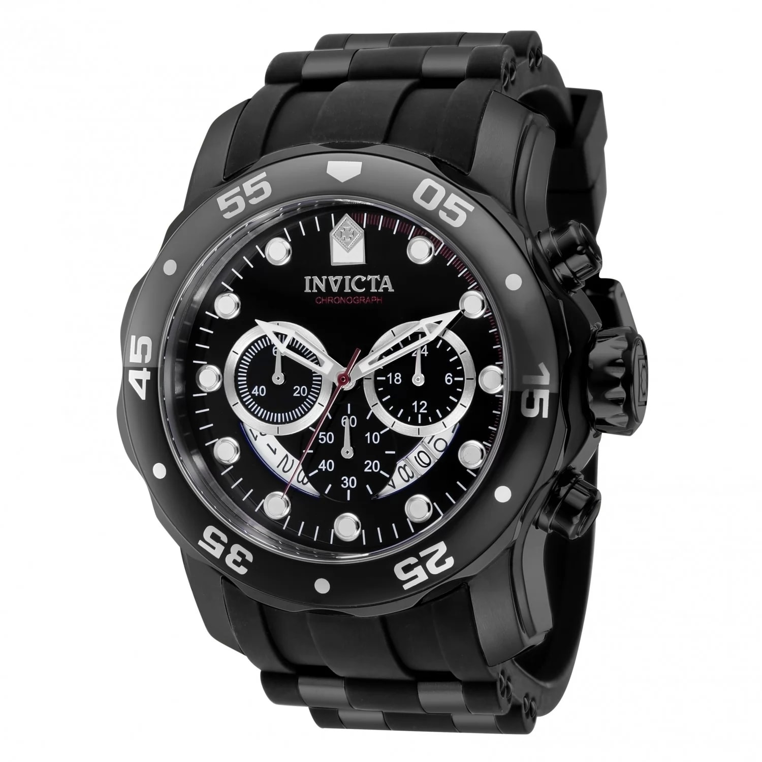 Invicta Men's 37231 Pro Diver Quartz Chronograph Black, Red Dial Watch