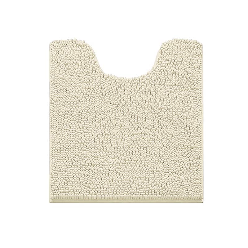 Cream Soft Cozy Plush Chenille Contour Bath Mat Bathroom Rug