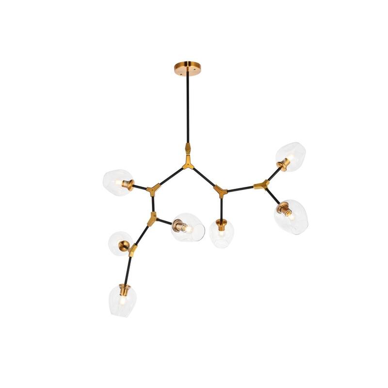 Cavoli 7 light in Light Antique Brass and Flat Black Pendant - Light Antique Brass and Flat Black - Light Antique Brass and Flat Black