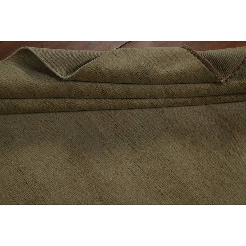 Sage Green Gabbeh Modern Area Rug Handmade Wool Carpet - 6'3" x 9'9"