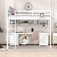 preview thumbnail 1 of 5, Full Size Loft Bed with Desk, Cabinets, Drawers, Tray & Charging Station White