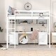 preview thumbnail 1 of 14, Full Size White Loft Bed with Desk, Storage, and Charging Station White