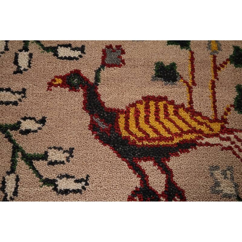 Animals Design Floral Ziegler Indian Area Rug Handmade Wool Carpet - 3'11"x 5'11"
