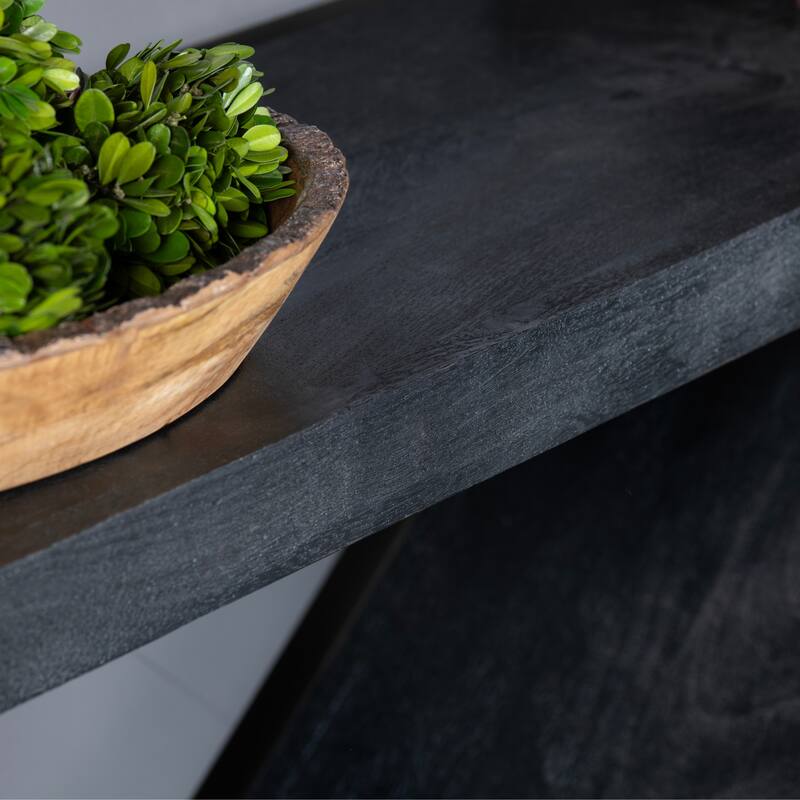 44 in. Black Solid Wood Accent_Console_Sofa Table