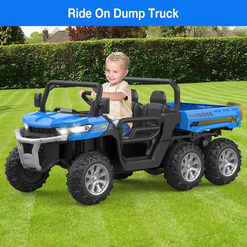 Ride On Dump Truck, Kids Ride On Car Upgrade 6 Wheels with Remote On