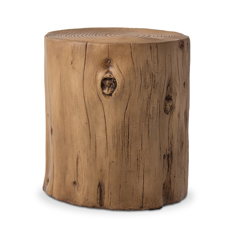 COSIEST Outdoor Wood Tree-Trunk End Table - 1pc - Light Brown