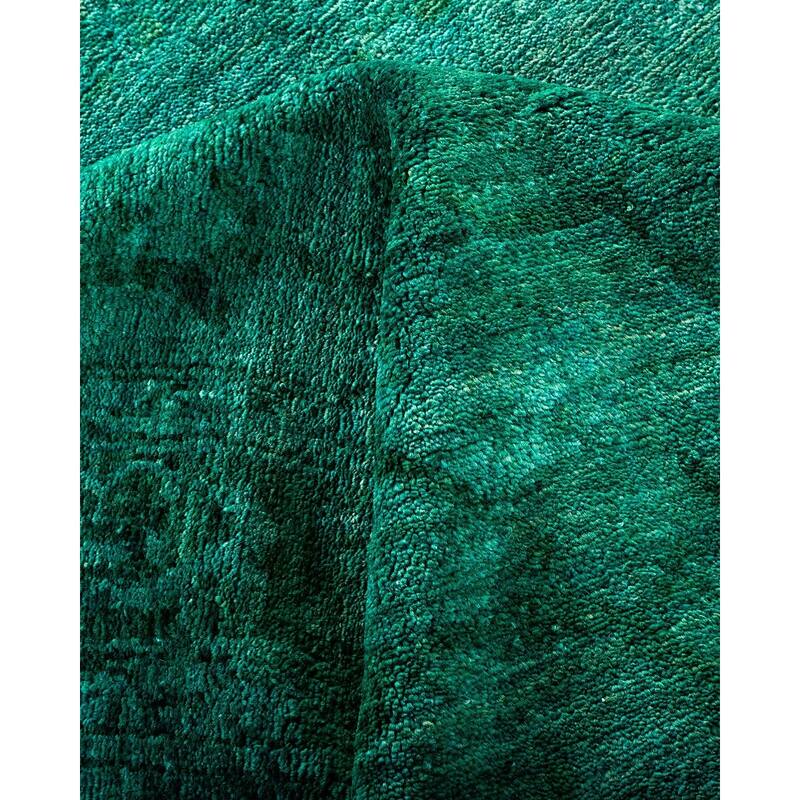 Overton Hand Knotted Wool Vintage Inspired Modern Contemporary Overdyed Blue Area Rug - 12' 4" x 18' 3"