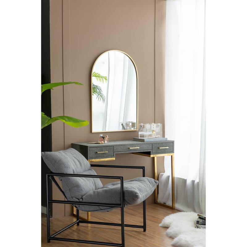 24" x 36" Arched Accent Mirror with Gold Metal Frame