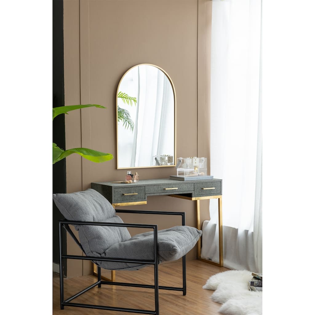 24" x 36" Arched Accent Mirror with Gold Metal Frame