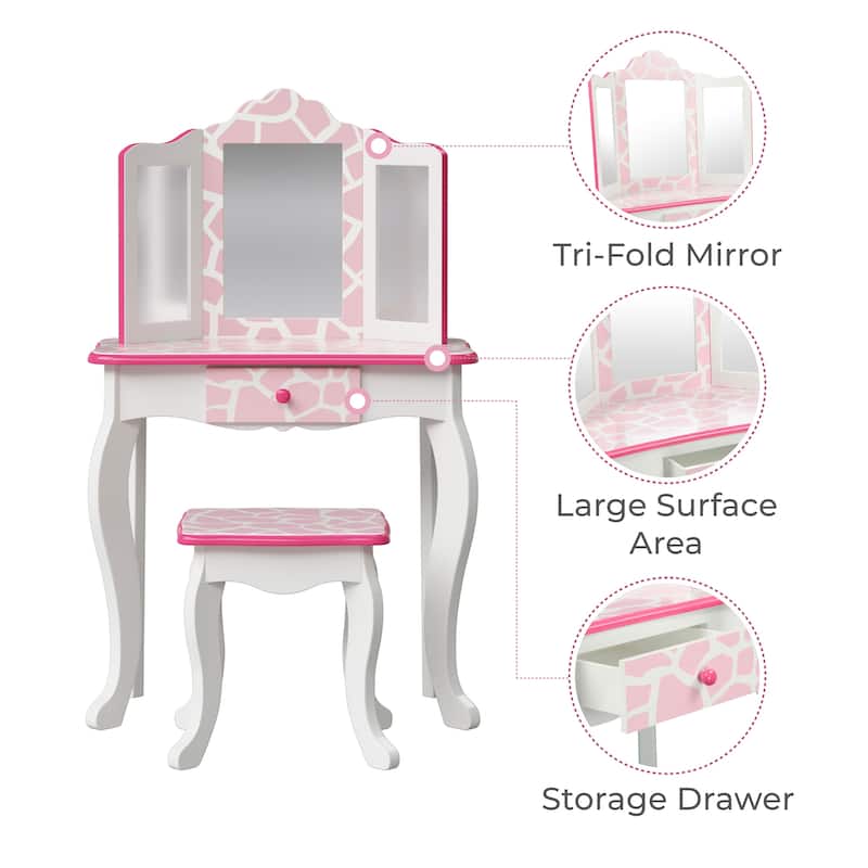 Teamson Kids- Fashion Giraffe Prints Gisele Play Vanity Set