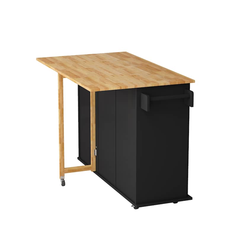 Kitchen Island Cart with 2 Door Cabinet and 3 Drawers
