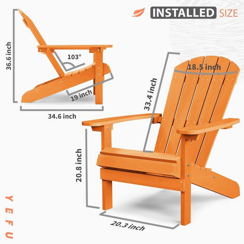 WINSOON All Weather HIPS Outdoor Plastic Adirondack Chairs Set of 2