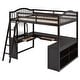 preview thumbnail 4 of 52, Wooden Full Size Loft Bed with U-shaped Desk,Solid Wood Bed with Tri-fold Mirror and Shelves