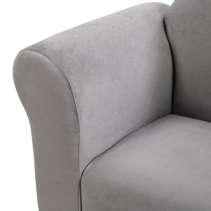 Anmytek Gray Velvet Kids Armchair Ottoman Set Toddler Chair Playroom Nursery Decor - 22.4 in. W X 16.1 in. D X 17.7 in. H
