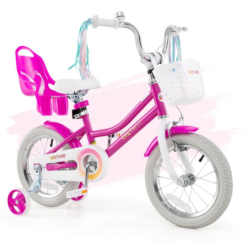 Costway 16" Kids Bicycle with Basket Doll Seat Colorful Streamers - See Details