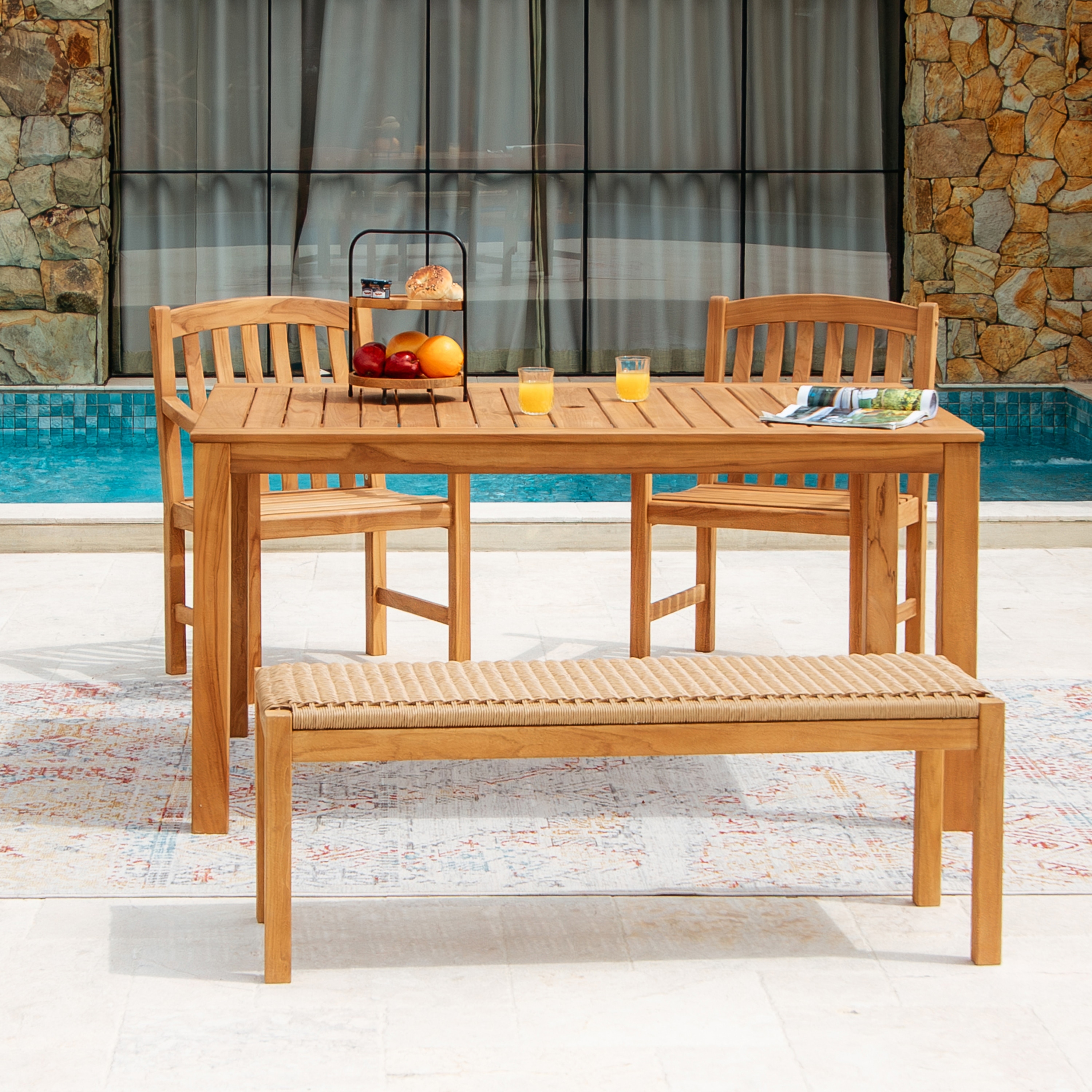 Cambridge Casual Sherwood 4-Piece Teak Wood Outdoor Patio Dining Set