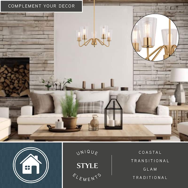 Beverly Chandelier Light Fixture Clear Glass Shade, LED Compatible