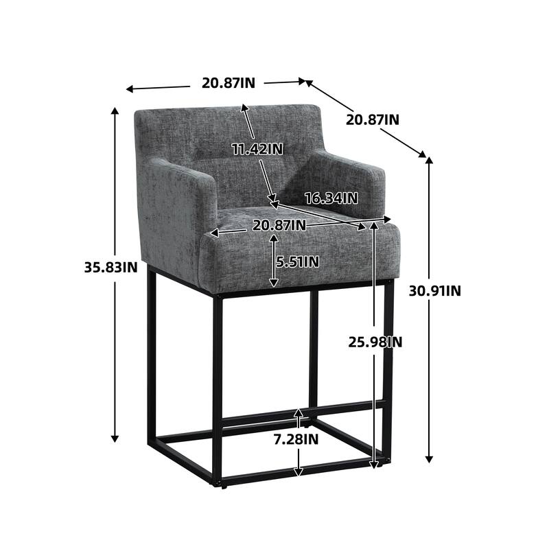 House Hold Counter Height Bar Stools Set of 2,Modern Square PU Bar Stool