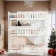 preview thumbnail 13 of 33, Luxury Twin Size Triple Rubber Wood Bunk Bed, with Ladders, Guardrails Detachable Bunk Bed, Twin over Twin over Twin