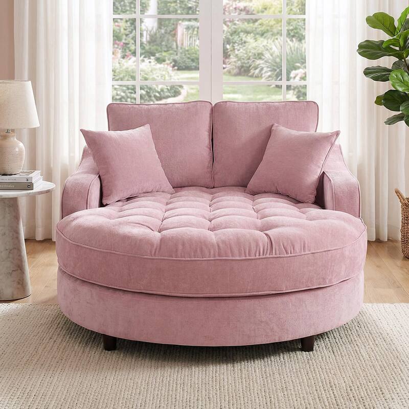 Christopher Knight Home - Modern Upholstered Chenille Fabric Sofa Bed with Tufted Seat and Detachable Pillows