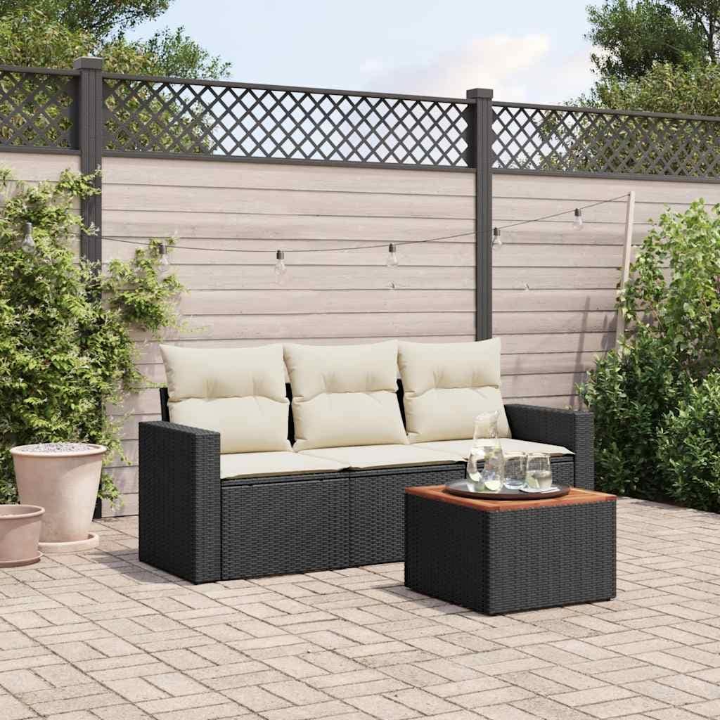 vidaXL Garden Sofa Set Black, Cream White - 24.4 x 25.8 x 27.2