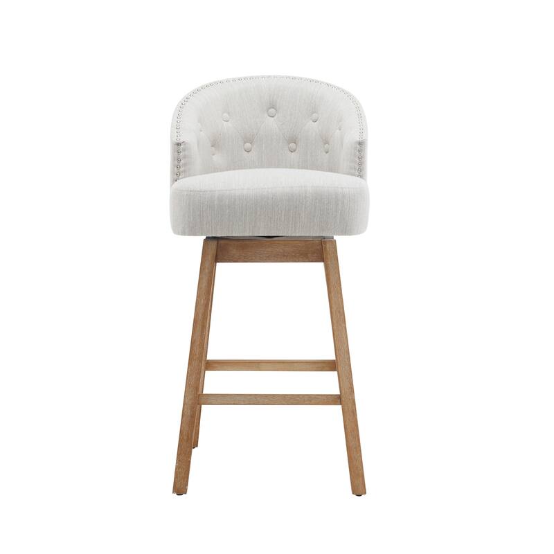 Roomfitters 33.25" Swivel Upholstered Counter Stools, Set of 2 Armless Bar Chairs with Rubberwood Frame and Footrest