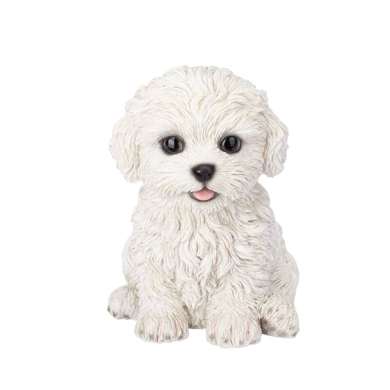Sitting Bichon Frise Puppy Outdoor Statue - 5.75" - White