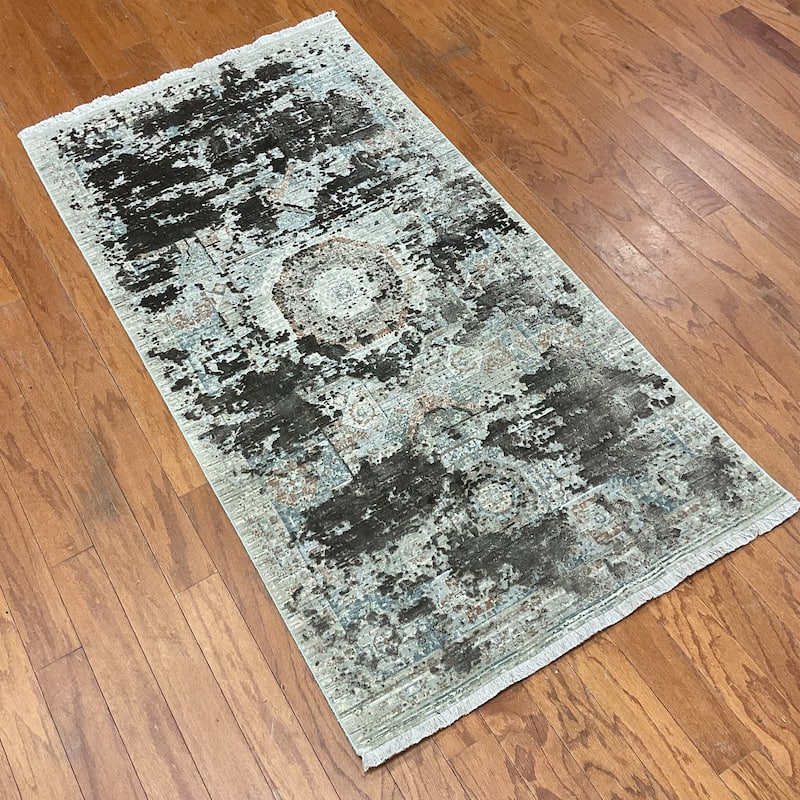 HERAT ORIENTAL Turkish Modern Erased Design Wool & Silk Rug - 2'7" x 4'11"